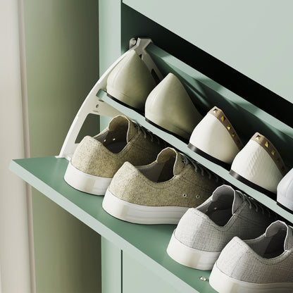 3 Drawer Shoe Cabinet with Flip Doors for Hallway, Entryway, Green