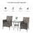 Three-Piece Rattan Bistro Set,with Cushions, Garden Furniture,Wicker Weave Conservatory Companion, Chair Table Set - Grey