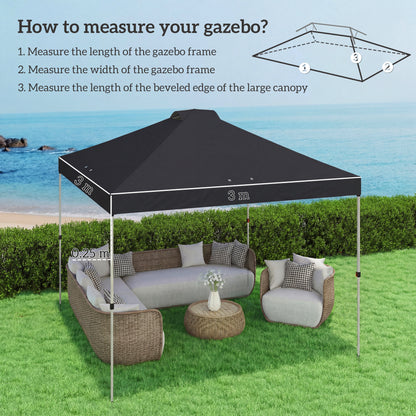 gazebo roof replacement UV50+ Waterproof 3x3(m) Black