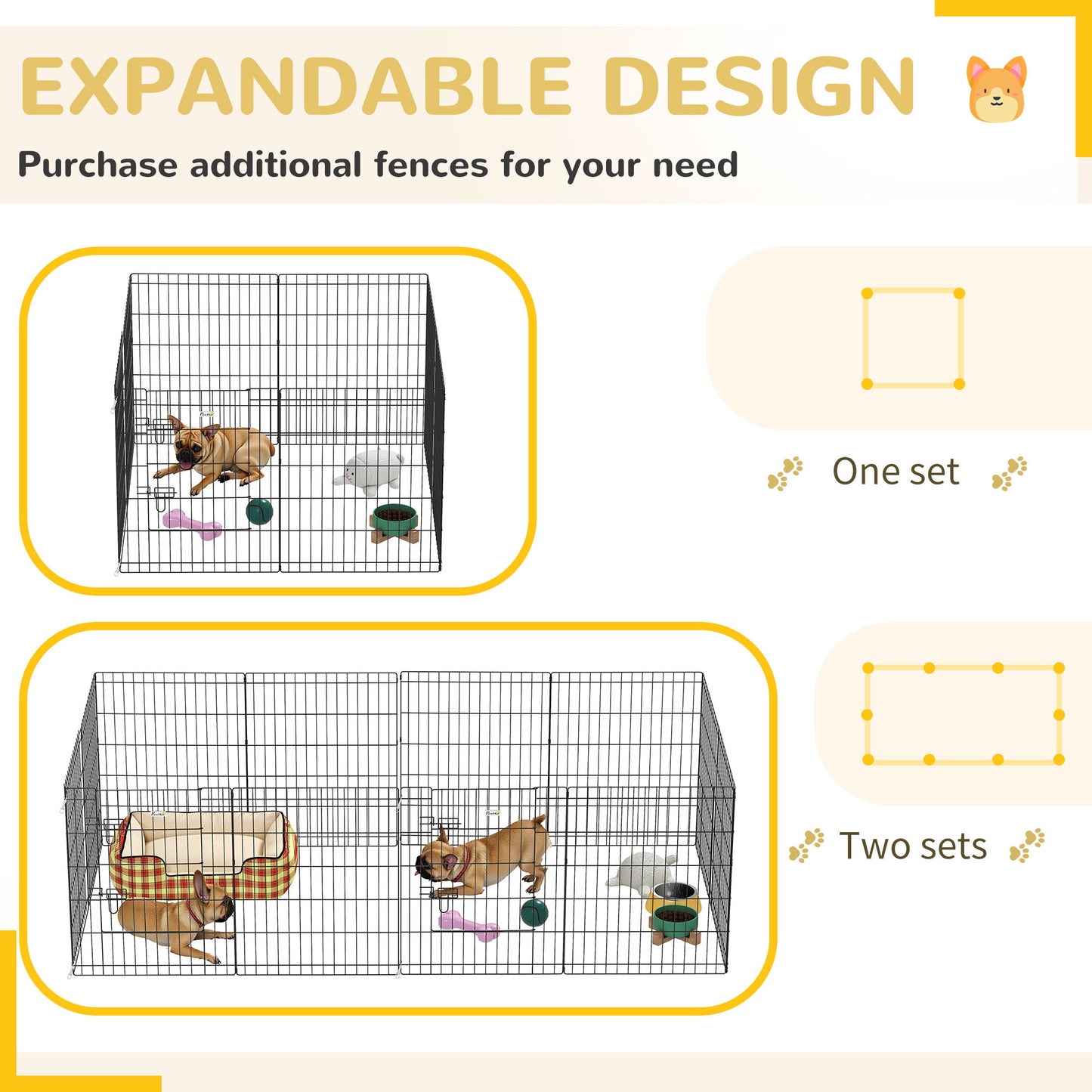 8-Panel DIY Dog Pen with Door for Indoor/Outdoor Use, 76cm High