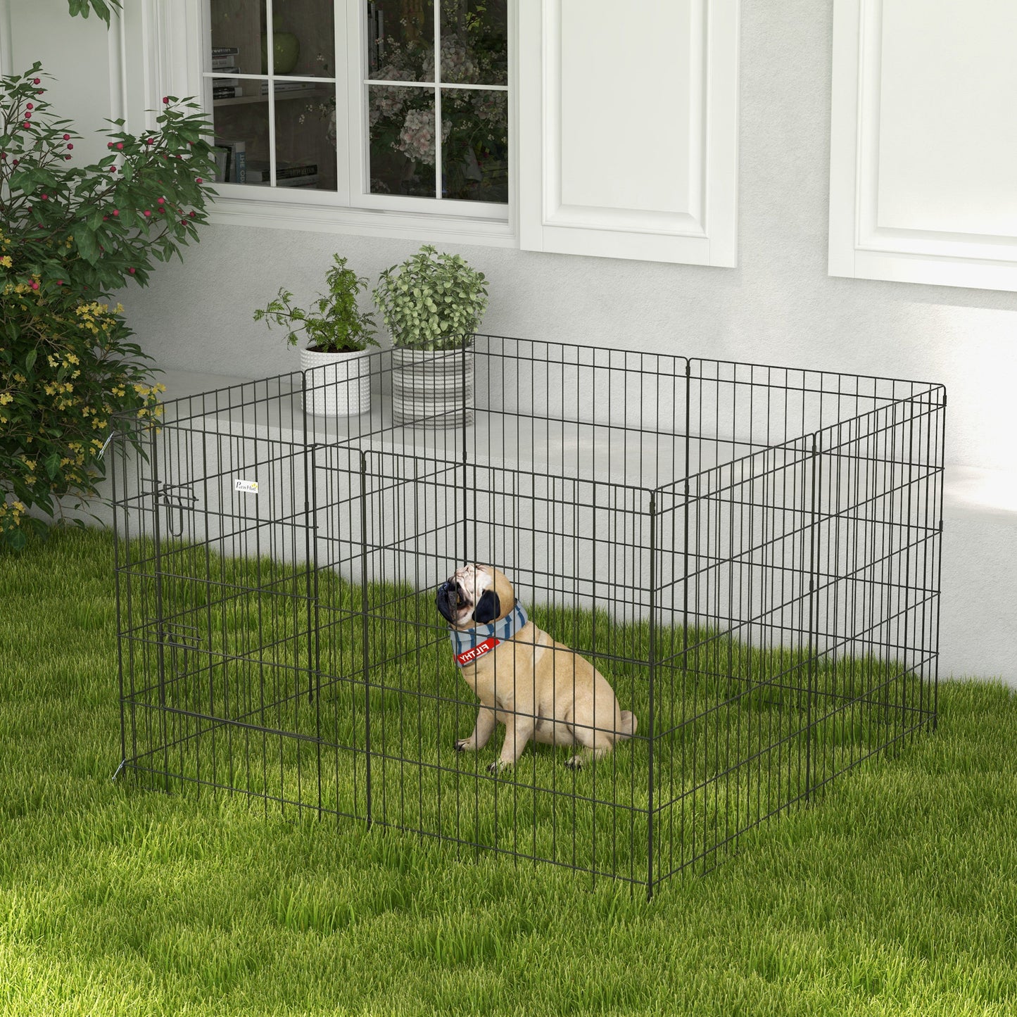 8-Panel DIY Dog Pen with Door for Indoor/Outdoor Use, 76cm High