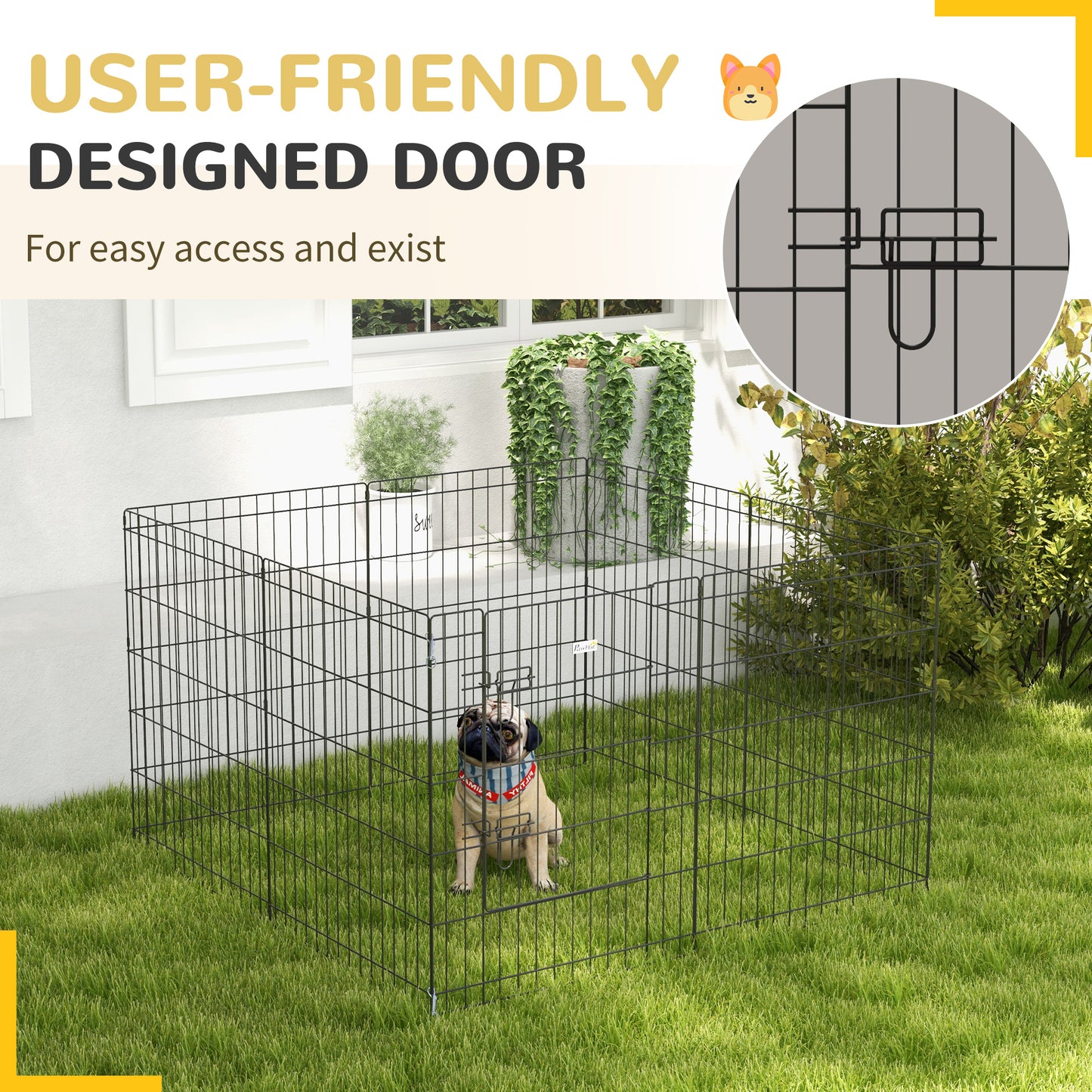 8-Panel DIY Dog Pen with Door for Indoor/Outdoor Use, 76cm High