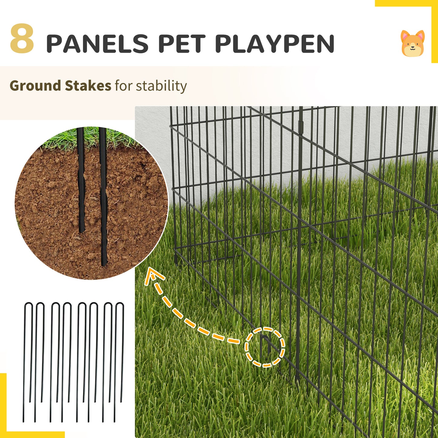 8-Panel DIY Dog Pen with Door for Indoor/Outdoor Use, 76cm High