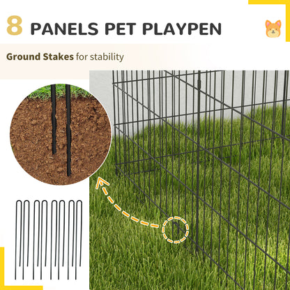 8-Panel DIY Dog Pen with Door for Indoor/Outdoor Use, 76cm High