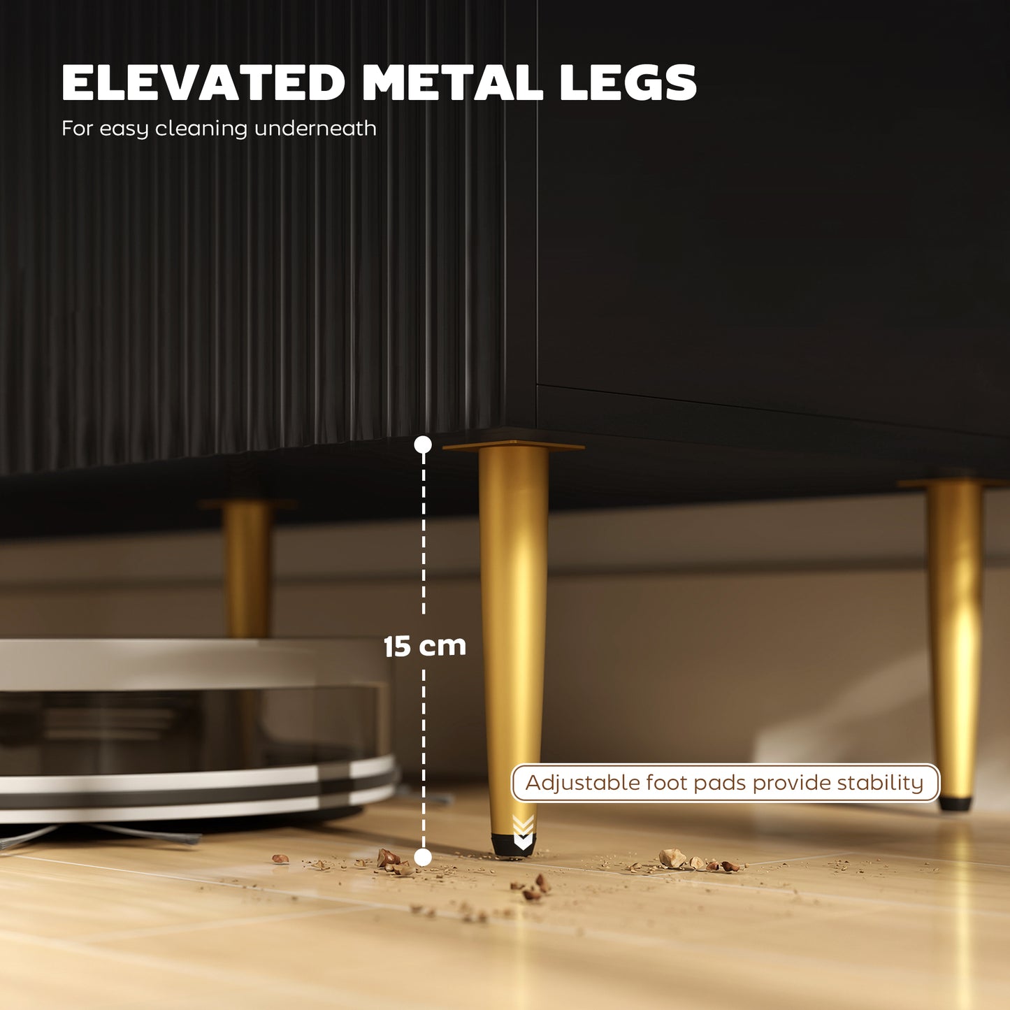 Sideboard Buffet Cabinet w/ 3 Drawers and Adjustable Shelves, Black