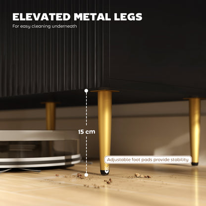 Sideboard Buffet Cabinet w/ 3 Drawers and Adjustable Shelves, Black