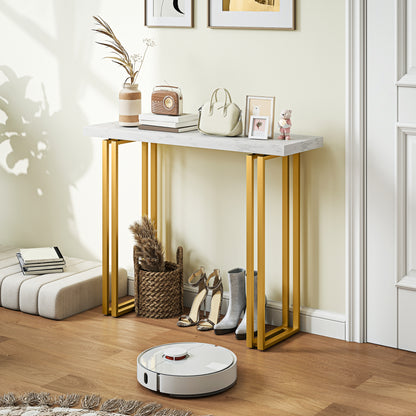 Modern Slim Long Accent Sofa Side Hall Desk for Hallway, White