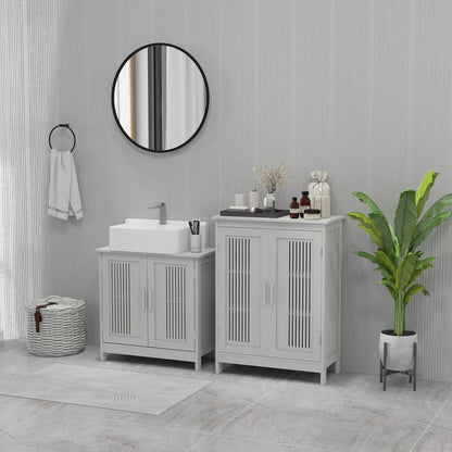 Bathroom Cabinet, Freestanding Floor Cabinet with Storage, Grey