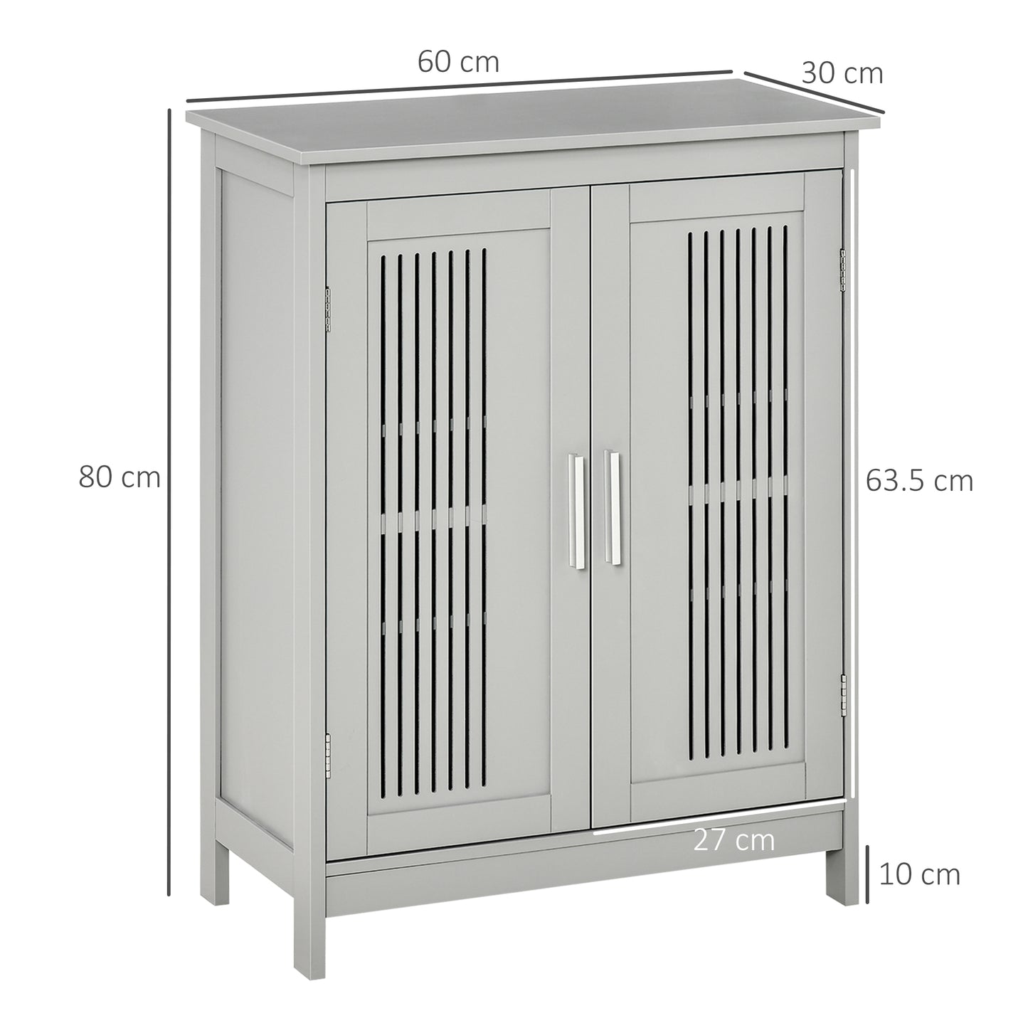Bathroom Cabinet, Freestanding Floor Cabinet with Storage, Grey