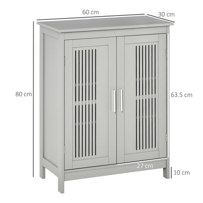 Bathroom Cabinet, Freestanding Floor Cabinet with Storage, Grey