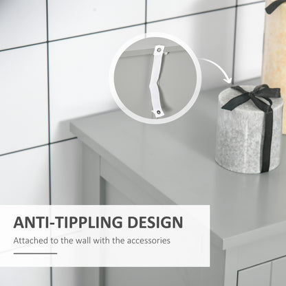 Bathroom Cabinet, Freestanding Floor Cabinet with Storage, Grey