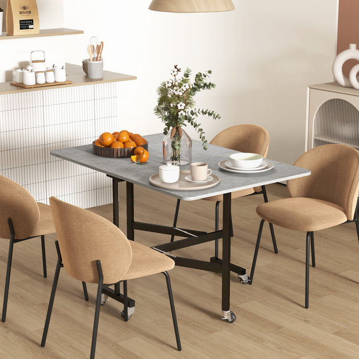 Drop Leaf Table with Wheels Folding Dining Table for Small Spaces, Grey