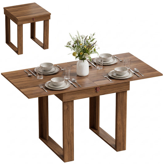 Folding Dining Table Under-Table Storage 140cm Grey Wood Effect