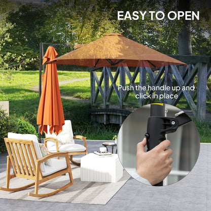 2.5M Offset Roma Patio Umbrella W/ 360° Rotation, Orange