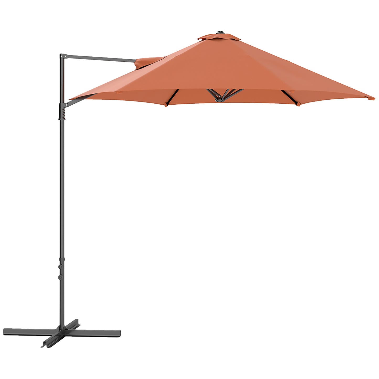 2.5M Offset Roma Patio Umbrella W/ 360° Rotation, Orange