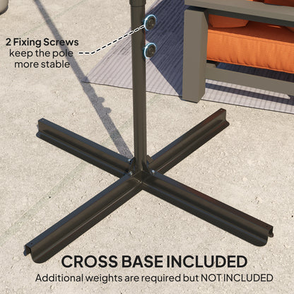 2.5M Offset Roma Patio Umbrella W/ 360° Rotation, Orange