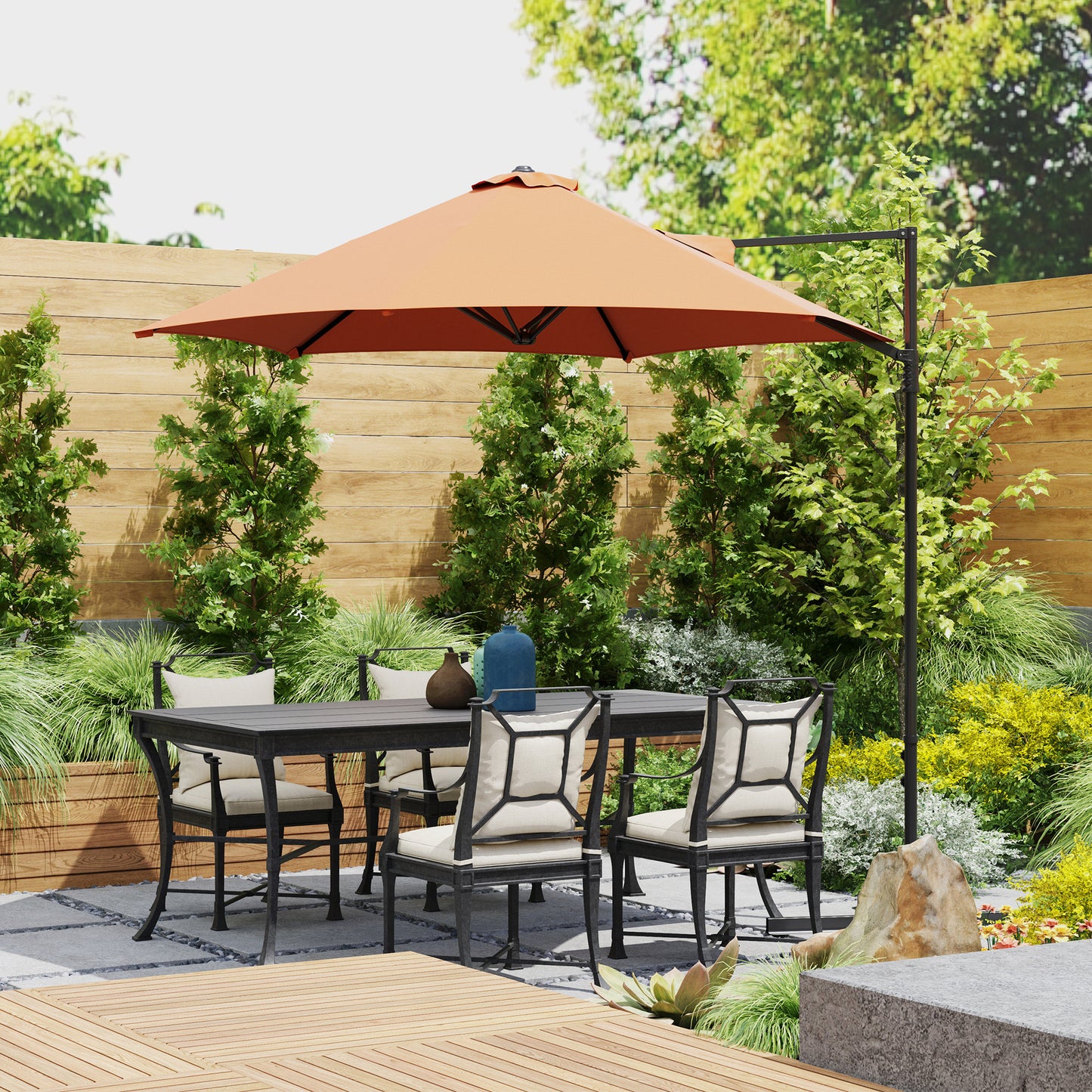 2.5M Offset Roma Patio Umbrella W/ 360° Rotation, Orange