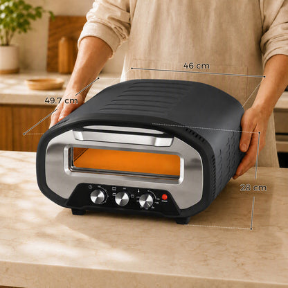 12 Inch Electric Countertop Pizza Maker with 3 Knob Control, 2200W