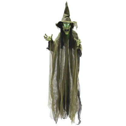 Voice Activated Halloween Animatronics Hanging Witch, Green