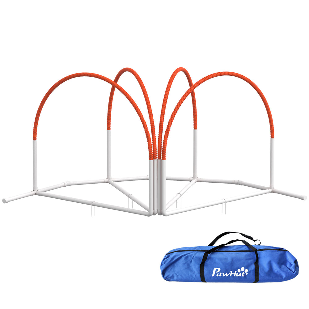 Dog Agility Equipment Set with 4 PCS Weave Pole, Orange