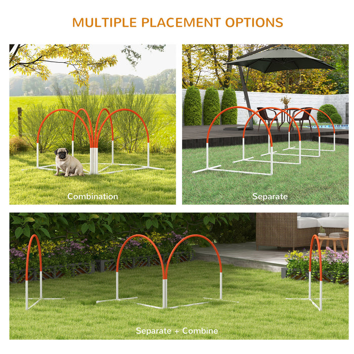 Dog Agility Equipment Set with 4 PCS Weave Pole, Orange