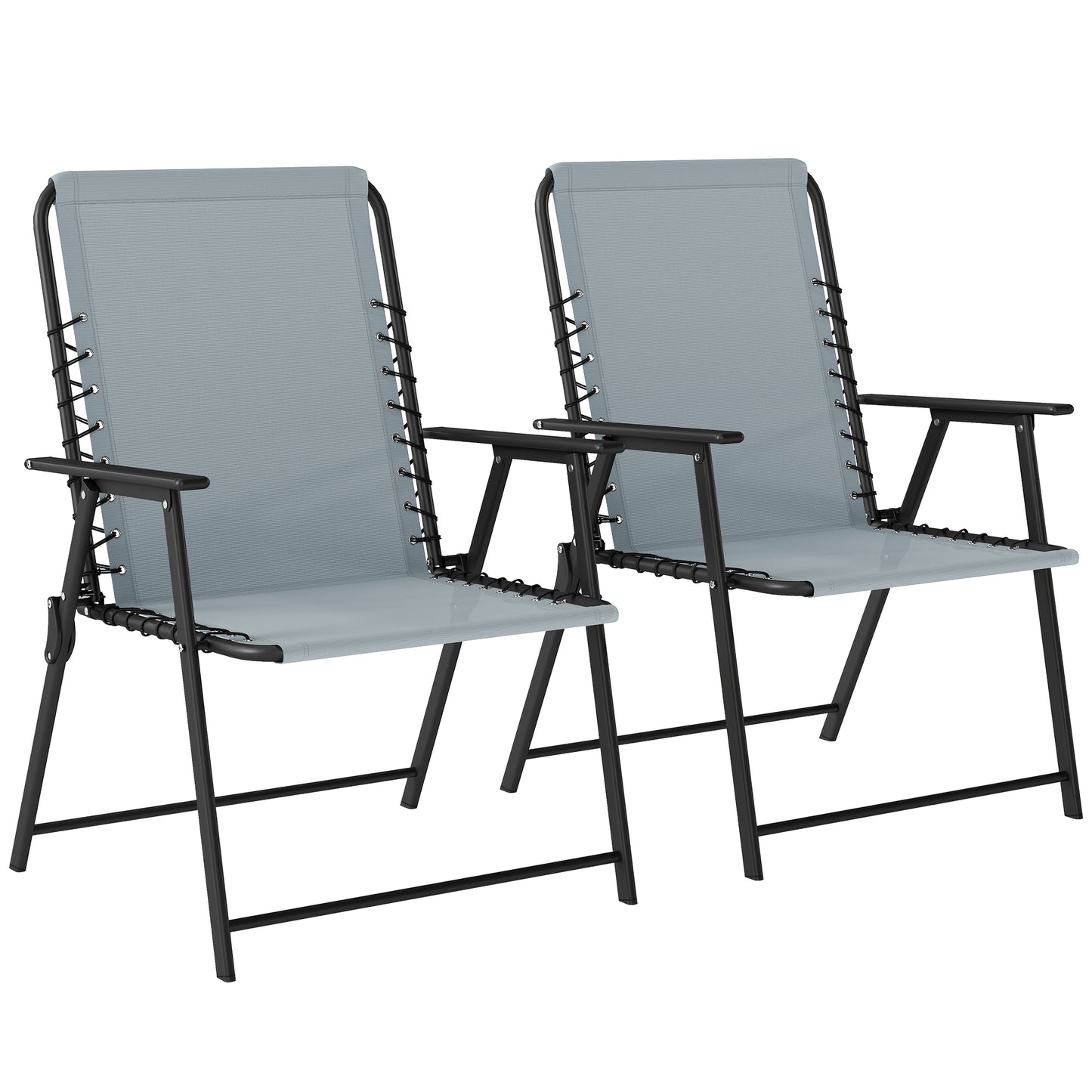 Folding Garden Chairs, Outdoor Chairs Set of 2, Light Grey