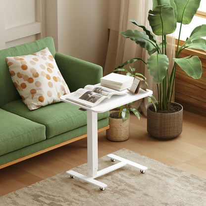 Height Adjustable Standing Desk with Wheels for Home Office, White