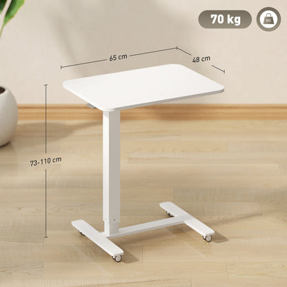 Height Adjustable Standing Desk with Wheels for Home Office, White