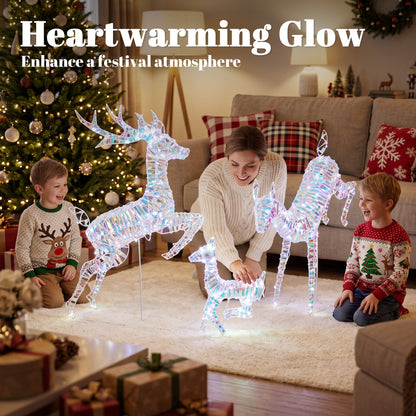 3-Piece Christmas Lighted Reindeer Family Set for Outdoor