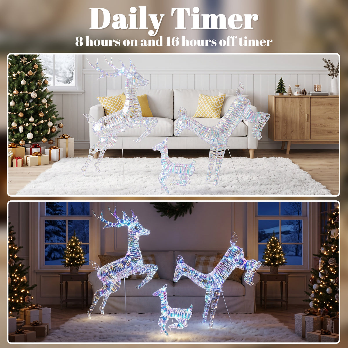 3-Piece Christmas Lighted Reindeer Family Set for Outdoor