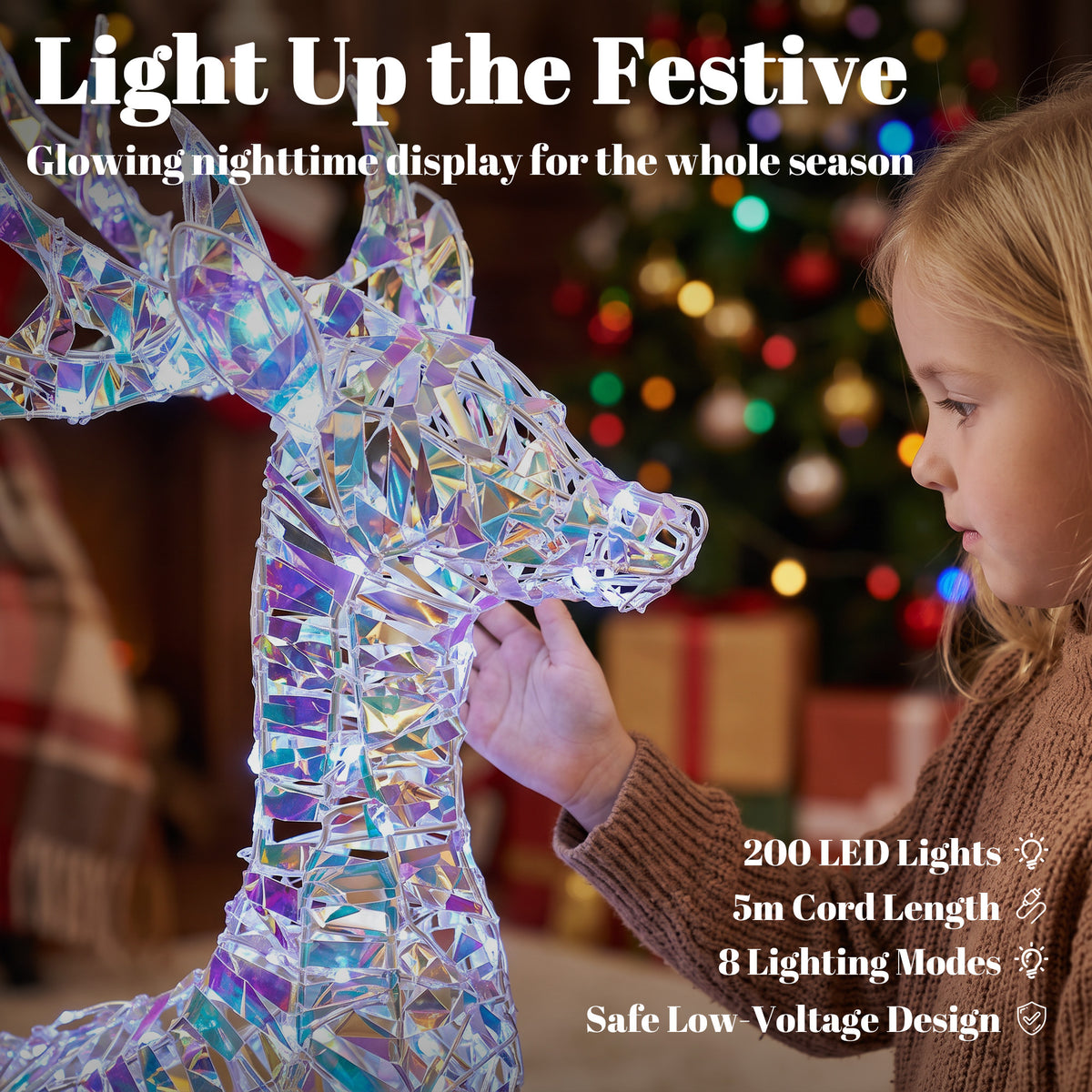 3-Piece Christmas Lighted Reindeer Family Set for Outdoor