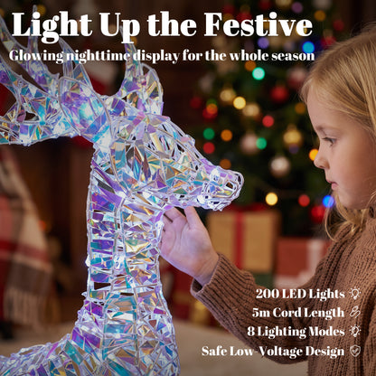 3-Piece Christmas Lighted Reindeer Family Set for Outdoor