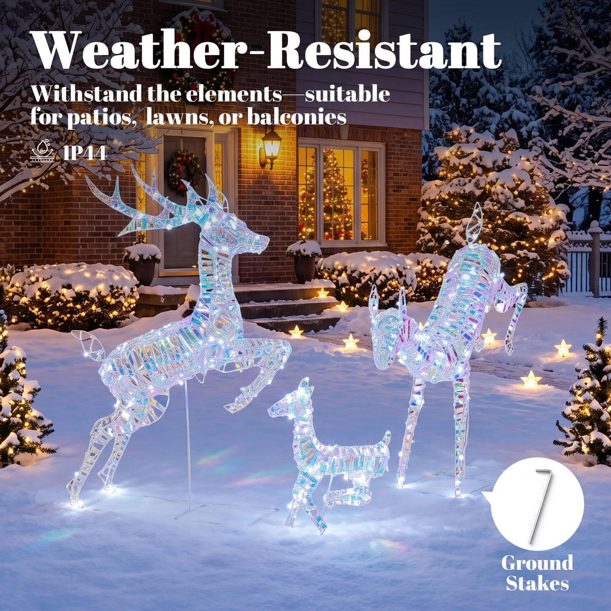 3-Piece Christmas Lighted Reindeer Family Set for Outdoor