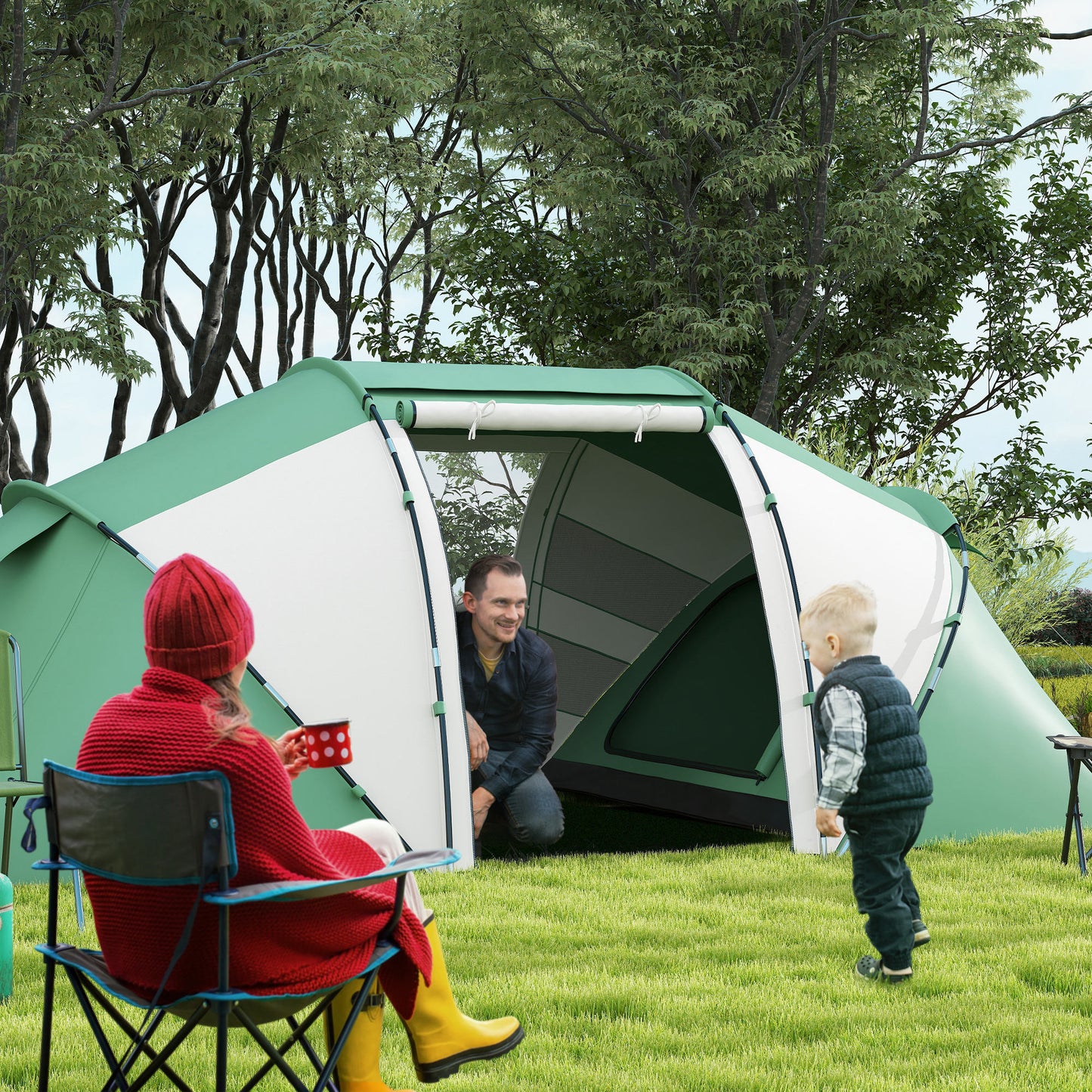 4-6 Persons Camping Tent Dome Family Travel Group Hiking Room Fishing