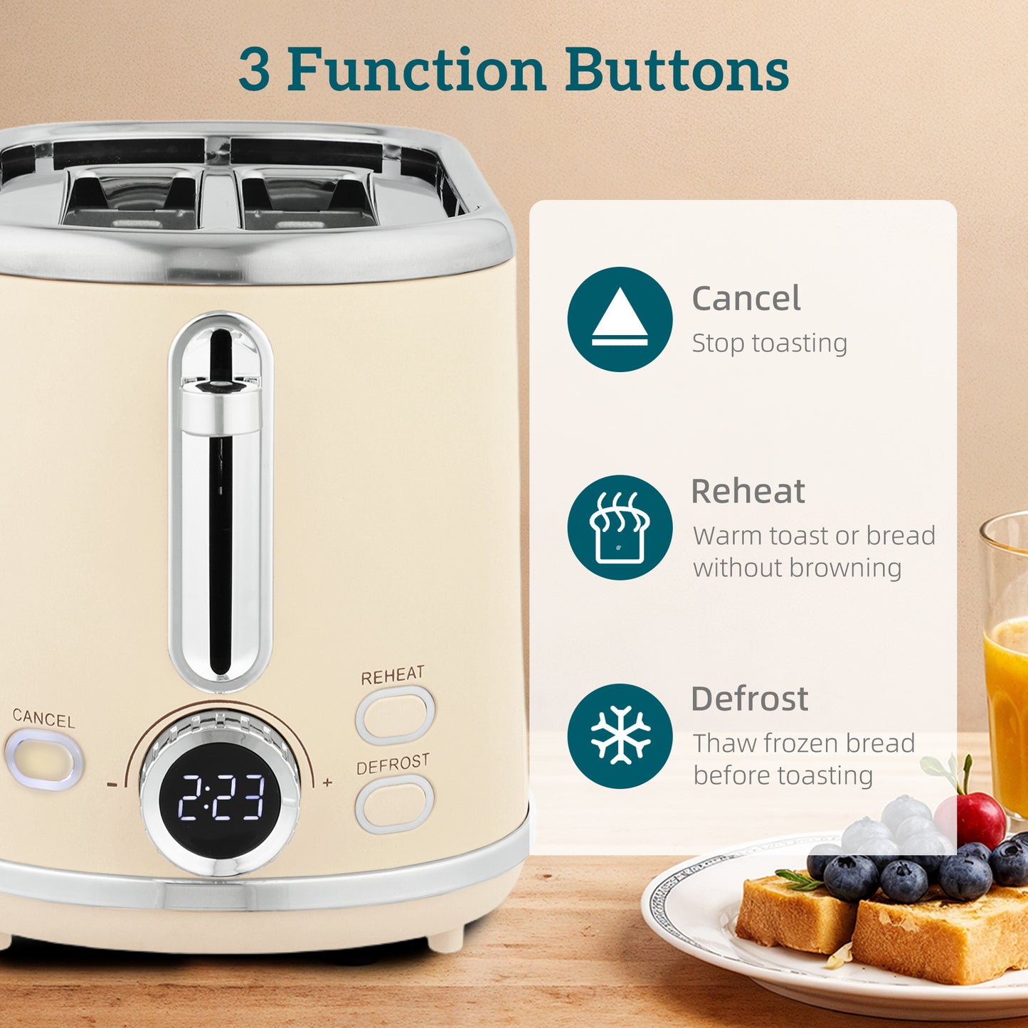 1.7L 3000W Kettle and 2 Slice Toaster with Keep Warm Memory Function