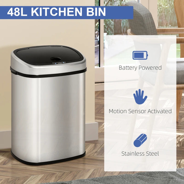 Stainless Steel Sensor Dustbin Automatic Touchless Rubbish Garbage Waste Bin 48L