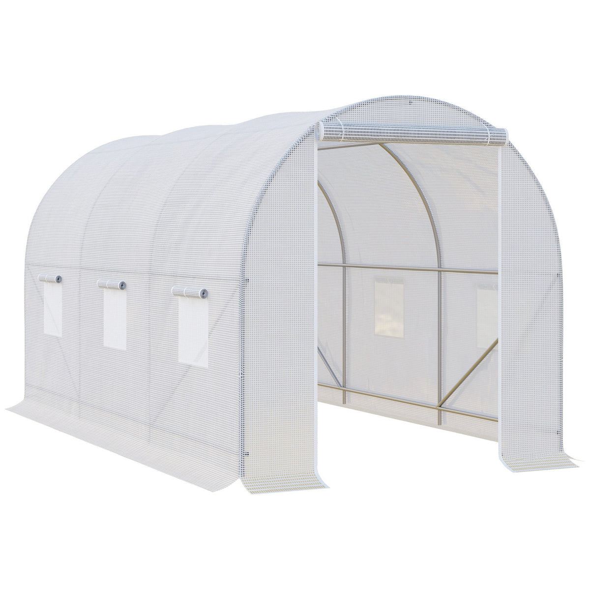 Outsunny 3.5 x 2 x 2 m Large Galvanised Steel Frame Outdoor Poly Tunnel Garden Walk-In Patio Greenhouse - White