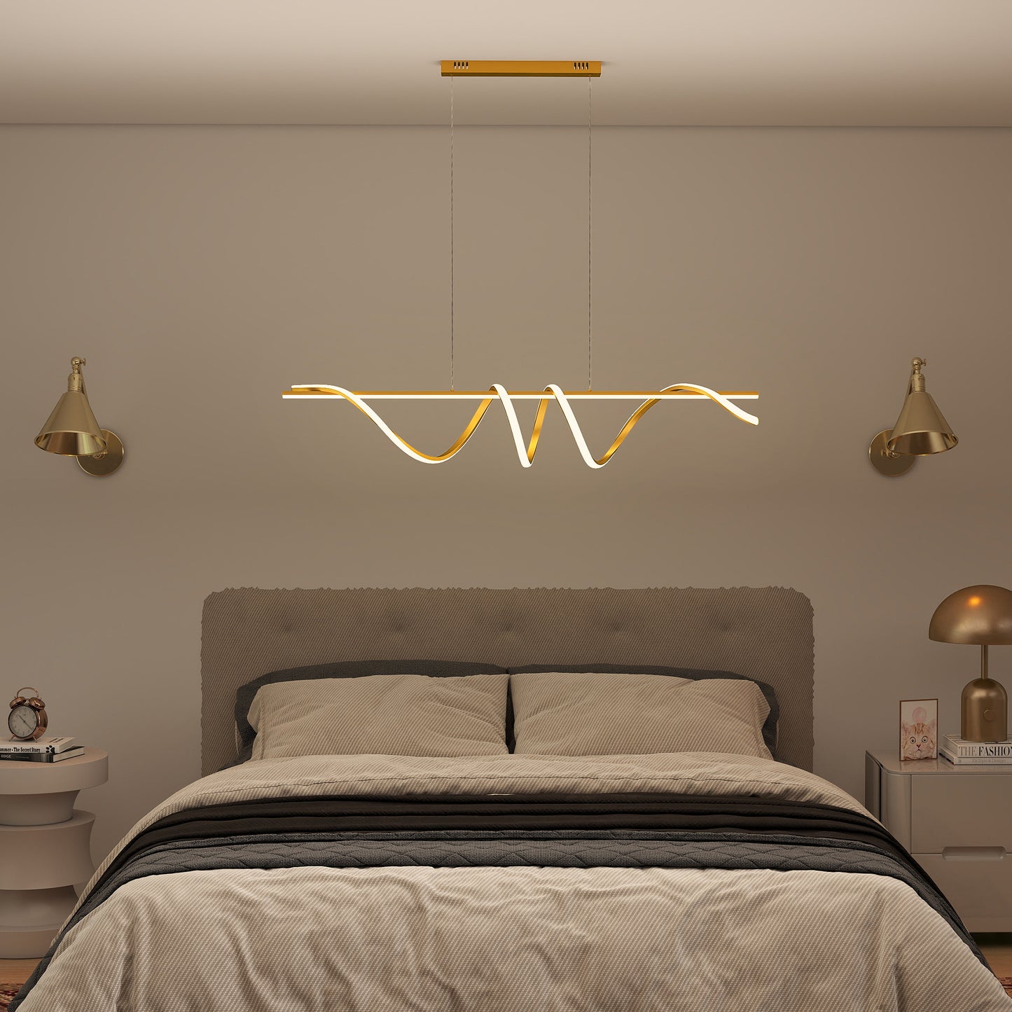 Pendant Light, Ceiling Light with 3 Colour Temperatures, Gold Tone
