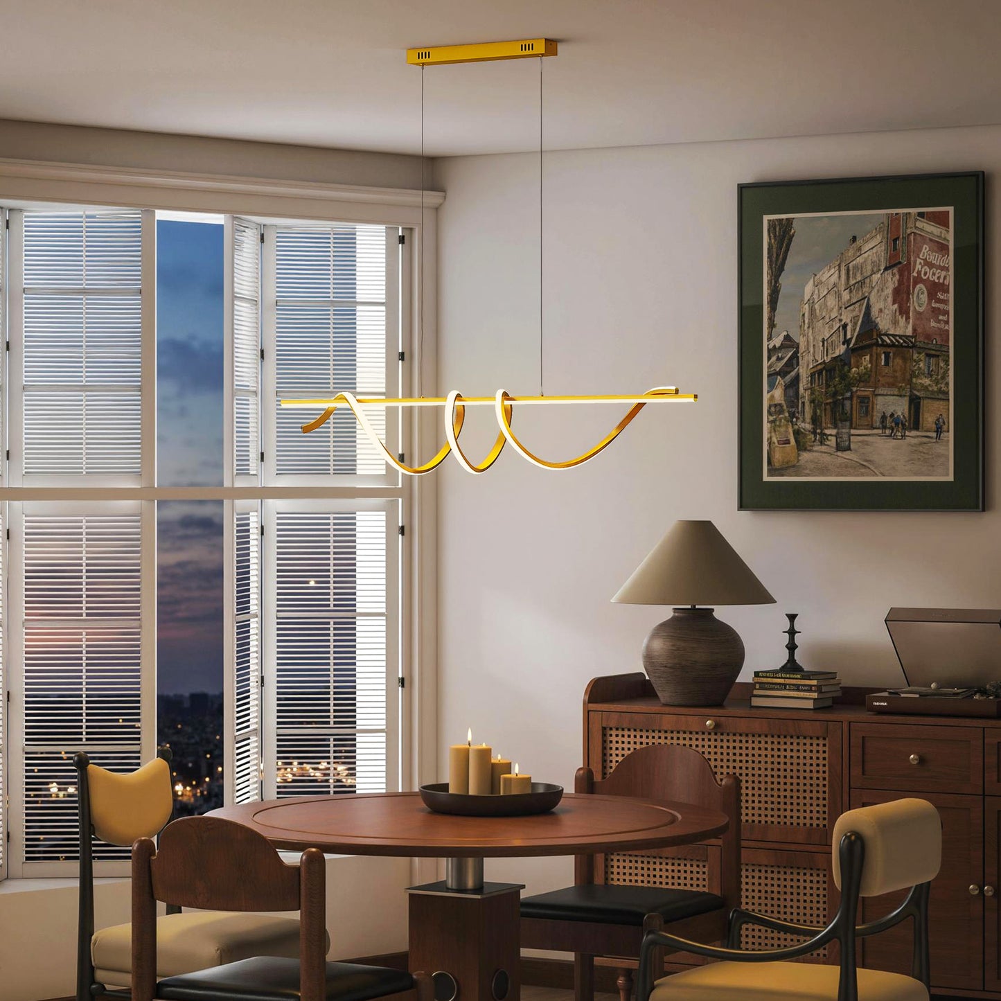 Pendant Light, Ceiling Light with 3 Colour Temperatures, Gold Tone