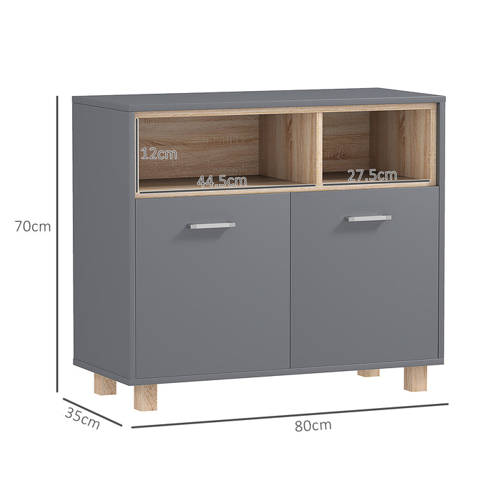 Bathroom Storage Cabinet with Open Compartments and Double Doors