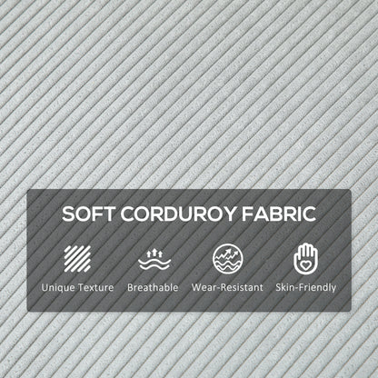 193cm Upholstered Corduroy Settee with Spring Cushion, Light Grey