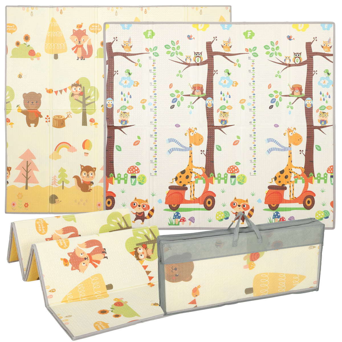 2m x 1.8m Reversible Folding Baby Play Mat with Storage Bag - Tree & Forest