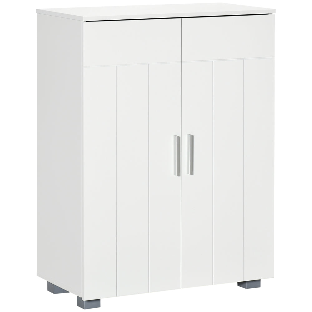 kleankin Modern Bathroom Floor Cabinet, Free Standing Linen Cabinet, Storage Cupboard with 3 Tier Shelves, White