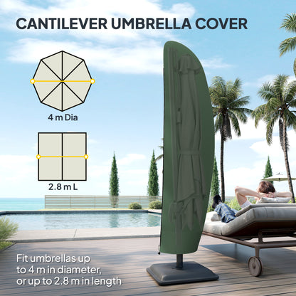 Parasol Cover, Banana Umbrella Protector with Zipper, Green