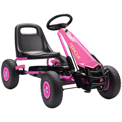 Kids Pedal Go Kart with Adjustable Seat, EVA Tyres, Pink