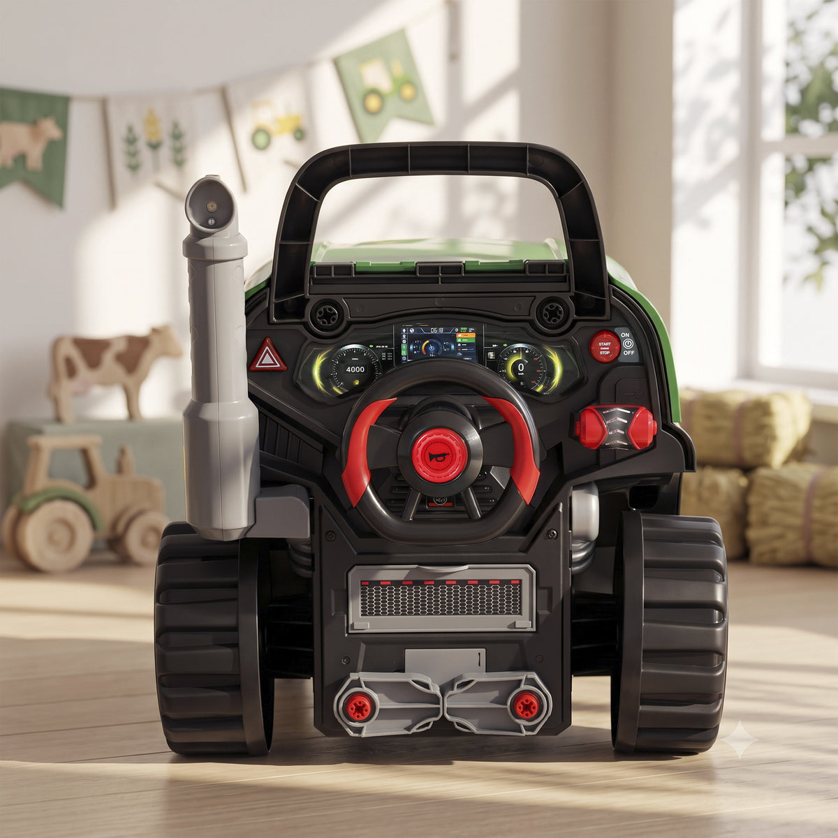Kids Truck Engine Toy with Spray Lights Sounds for 3-6 Years, Green