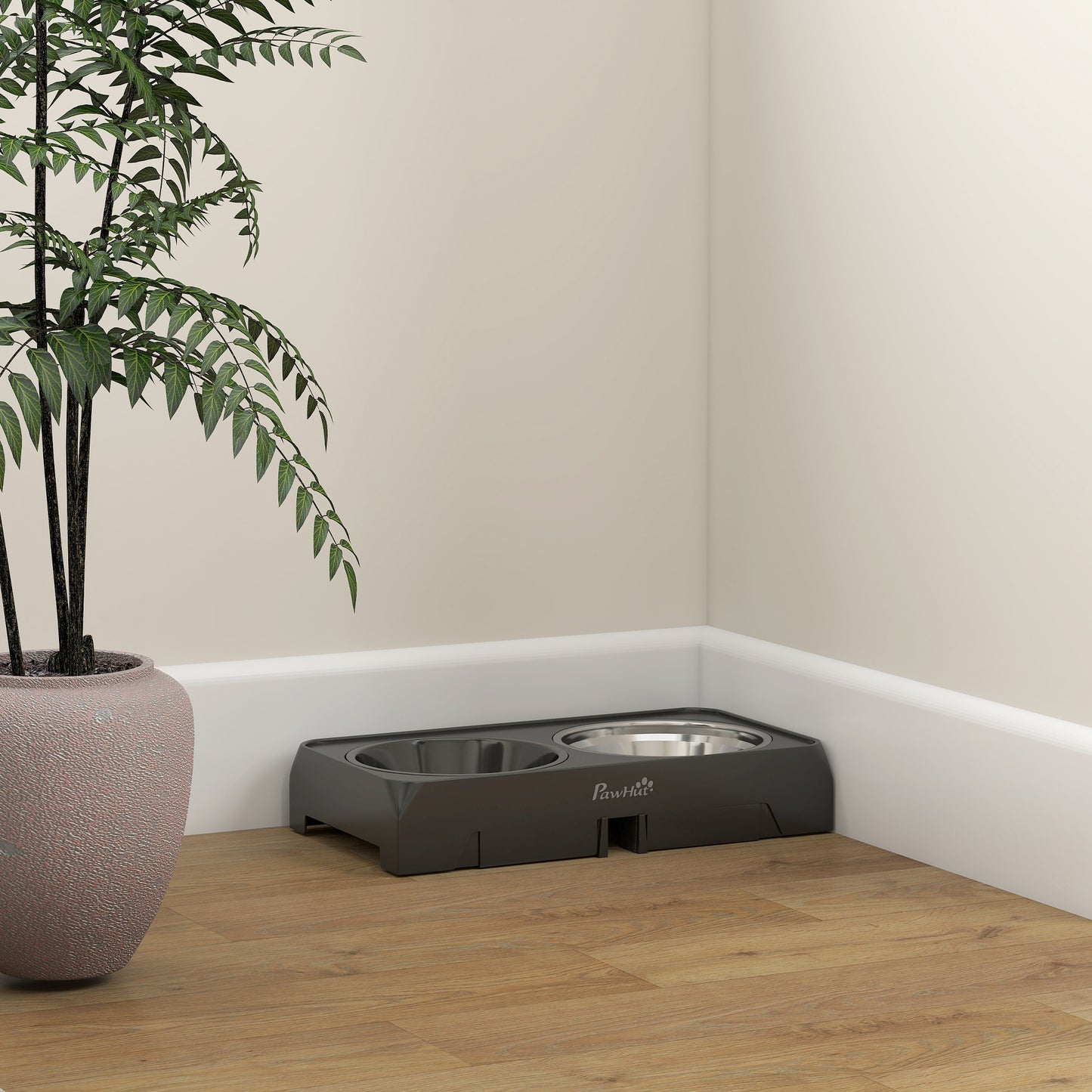 Raised Dog Bowl, Foldable Elevated Dog bowls, 4 Heights Adjustable