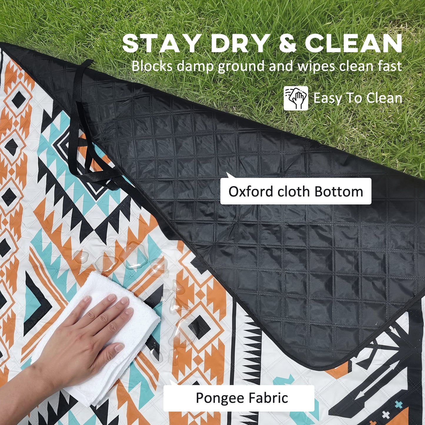 Picnic Blanket, 200x200CM Beach Blanket Outdoor Picnic Mat