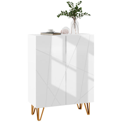 Shoe Storage Cabinet with Soft-Close Hinges and Adjust Shelves, White