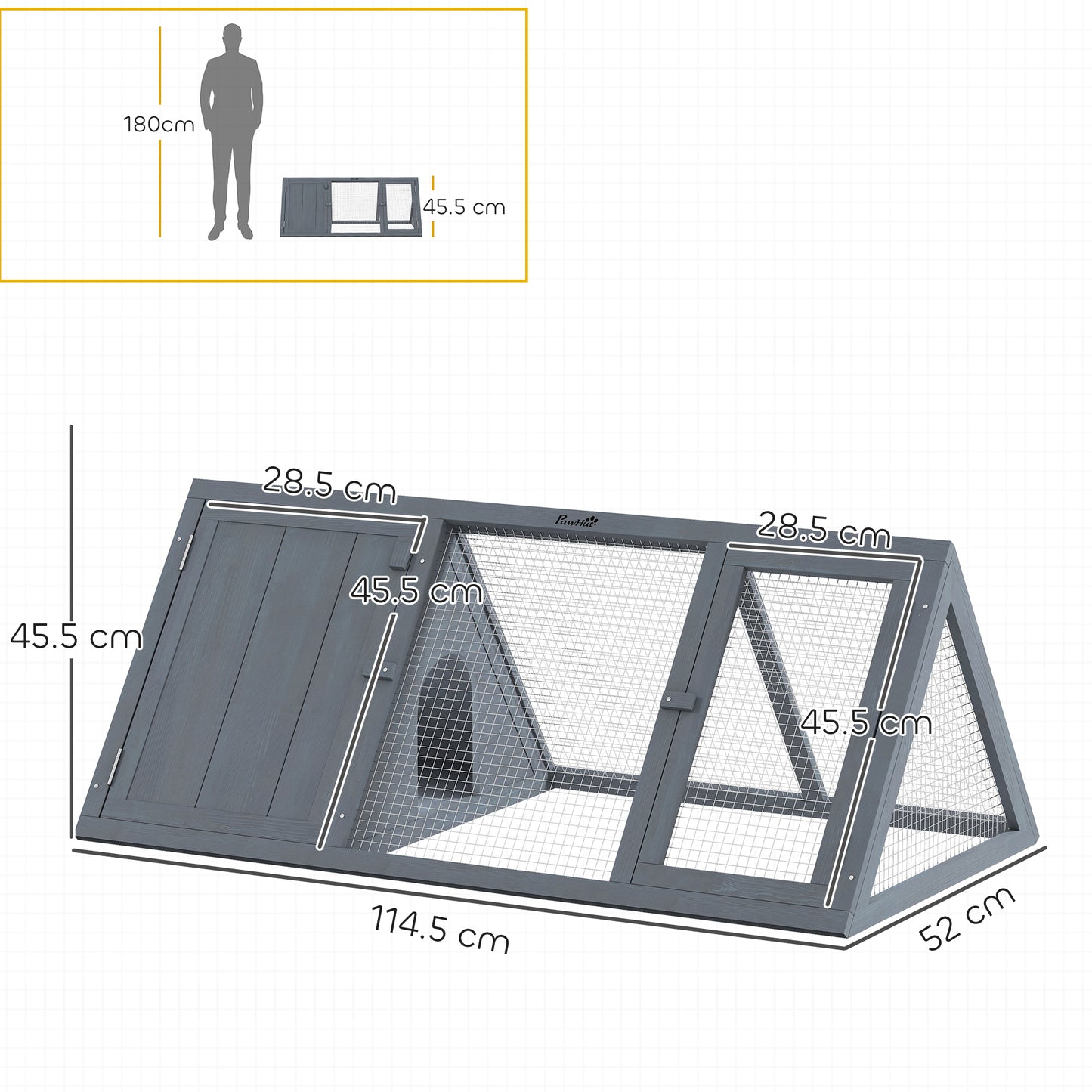 Rabbit Hutch, Wooden Guinea Pig Hutch with Run and Doors